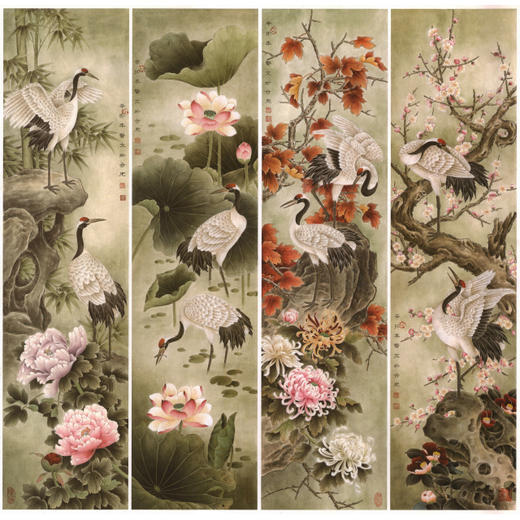 工笔花鸟白描底稿-仙鹤四条屏-TP11 商品图0