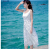 （连衣裙）。小清新甜美蕾丝白色连衣裙唯美修身气质沙滩夏长裙大摆A字 商品缩略图1