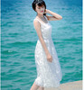 （连衣裙）。小清新甜美蕾丝白色连衣裙唯美修身气质沙滩夏长裙大摆A字 商品缩略图2