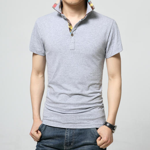 【上衣男】新品男装夏季男士短袖纯棉t恤 韩版潮流男式休闲Polo衫纯色衣服男 商品图2
