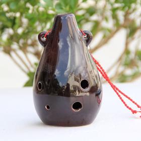 （陶笛）六孔中音F调民族乐器/黑釉/冰裂釉