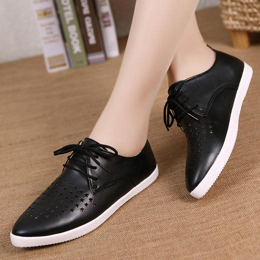 【服饰鞋包】低帮韩版 小白鞋女尖头系带舒适透气乐福鞋潮女鞋 商品图1