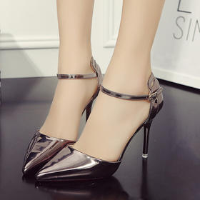 【服饰鞋包】春夏季新款欧美性感细跟尖头高跟鞋一字扣带包头凉鞋浅口女鞋