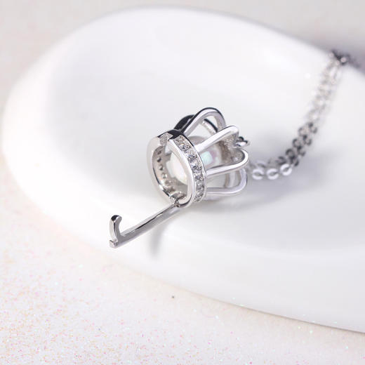 （首饰）日韩立体项链女 s925锁骨链纯银镶嵌皇冠珍珠吊坠银项饰流行 商品图1