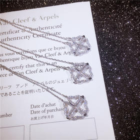 （首饰）S925纯银幸运微镶项链4心可开合组合项链 奢华个性锁骨链女