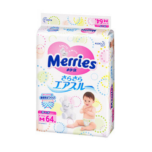 日本花王纸尿裤M64片/包*2（6-11kg） Merries超强通透性 商品图2