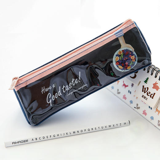 夏日清爽冰纷果味三角笔袋帆布pvc三角形笔袋学生文具收纳盒