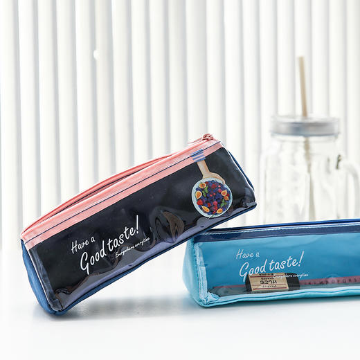 夏日清爽冰纷果味三角笔袋帆布pvc三角形笔袋学生文具收纳盒