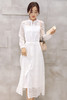 （连衣裙）早秋新款白色镂空蕾丝长裙套装修身长袖连衣裙女韩版衬衫裙两件套 商品缩略图1
