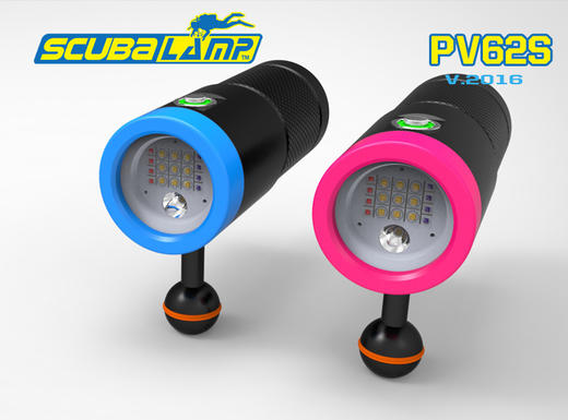 Scubalamp PV62S 拍照摄影潜水手电 6500流明，配有4*红光和4*UV紫光，900流明聚光灯 商品图2