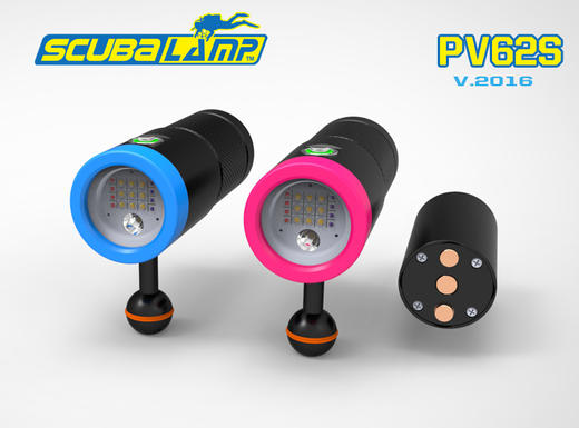 Scubalamp PV62S 拍照摄影潜水手电 6500流明，配有4*红光和4*UV紫光，900流明聚光灯 商品图1