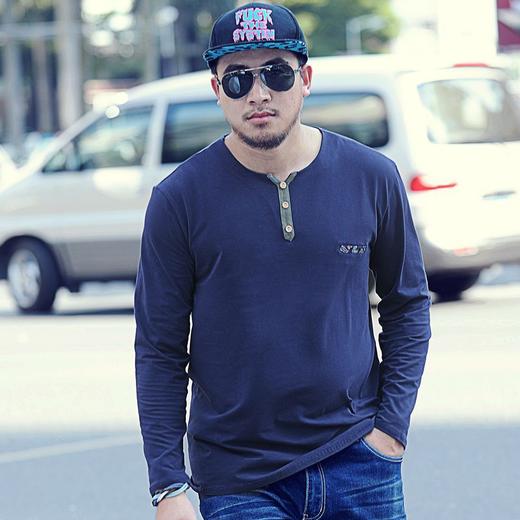 （T恤男）秋季新款大码男士肥佬长袖t恤男加肥加大 商品图0