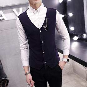 【服饰鞋包】T恤男长袖T恤假两件套秋季男装修身潮男套头透气男式长袖t恤