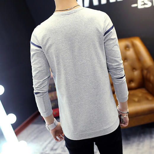 【服饰鞋包】秋新款男士长袖T恤时尚纯棉潮打底衫简约百搭体恤休闲上衣 商品图2