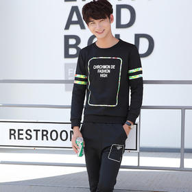 【卫衣男】秋款男士卫衣套装时尚套头修身衣服休闲运动装男外套情侣套装