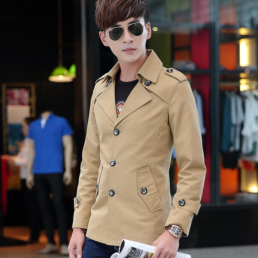 （风衣男）。秋季男装 男士中长款韩版大衣外套 薄款男士风衣 商品图1