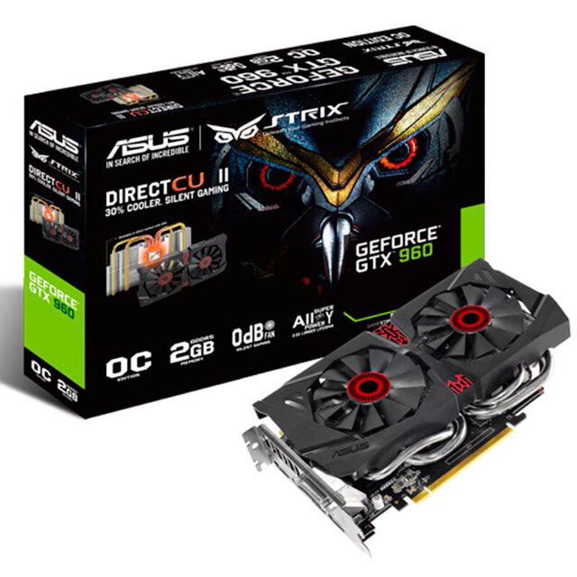 华硕(asus)猛禽strix-gtx960-dc2oc-4gd5 1317mhz/7010mhz 4gb/128bit