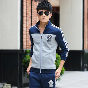 【男士套装】秋冬男装韩版修身套装男士长袖运动休闲拼接青少年男卫衣