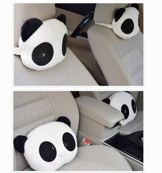 【汽车靠垫】汽车用品 卡通毛绒靠枕 颈枕 可爱熊猫头枕  单只 商品图1