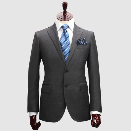 男士全麻衬工艺灰色单排平驳领二粒扣西服西装套装 商品图1
