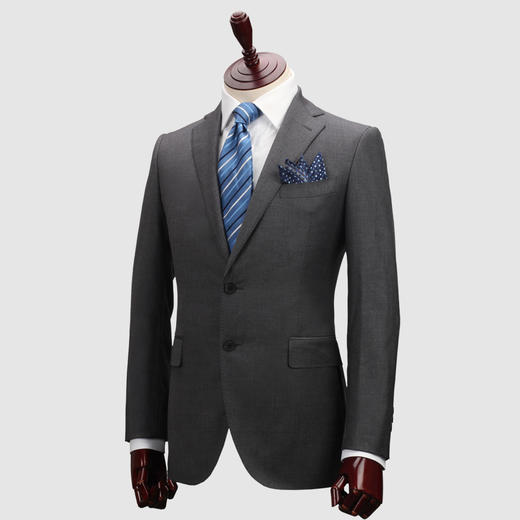 男士全麻衬工艺灰色单排平驳领二粒扣西服西装套装 商品图2