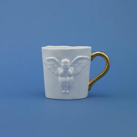 稀奇艺好乐杯骨瓷杯双面男天使浮雕骨瓷杯创意优雅男士水杯