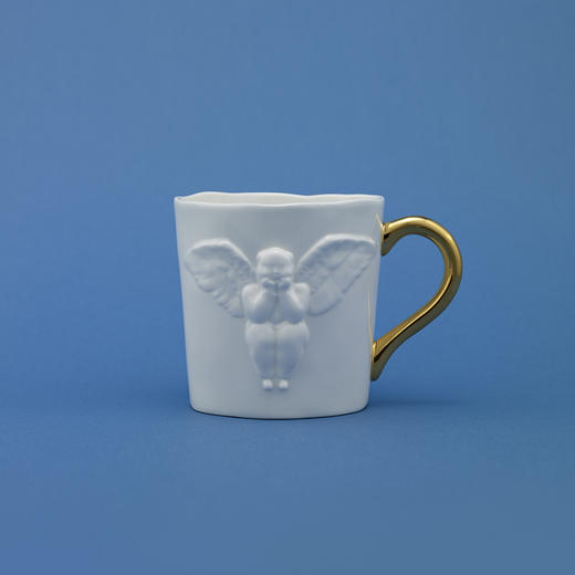 稀奇艺好乐杯骨瓷杯双面男天使浮雕骨瓷杯创意优雅男士水杯 商品图0