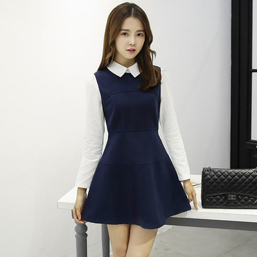 （连衣裙）秋冬新款韩版女装修身显瘦假两件打底连衣裙女 商品图0