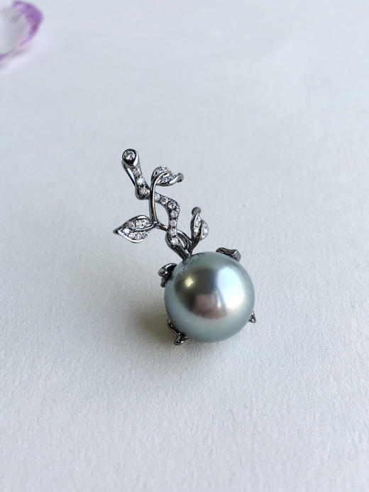ONLY系列 14mm天然灰色大溪地珍珠吊坠 商品图1