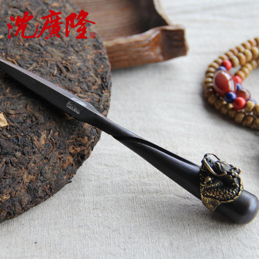盘龙茶刀 沈广隆剑铺 花纹钢 龙泉茶刀 普洱茶针 未开刃sgl-CH05101 商品图3