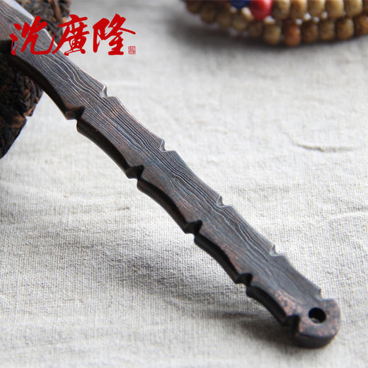 竹节茶刀 普洱茶针 沈广隆 花纹钢 龙泉茶刀 未开刃sgl-CH05105 商品图2