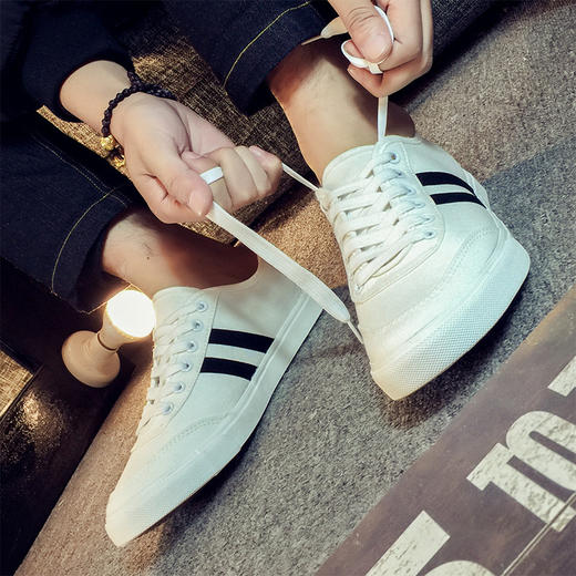 【板鞋男】秋季男士平底低帮帆布鞋男韩版潮流运动布鞋学生鞋 商品图3