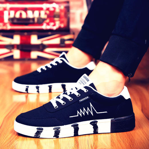 【鞋子】秋款男士运动板鞋拼色休闲鞋帆布鞋青春潮流韩版男鞋 商品图0