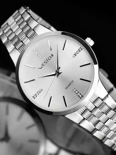 西驰westchi正品时尚日历商务简约钢带手表男士女士防水石英情侣表?
