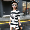 【女童T恤】.。秋装新款中大女童T韩版长袖圆领印花个性条纹衬衫全棉打底衫 商品缩略图2