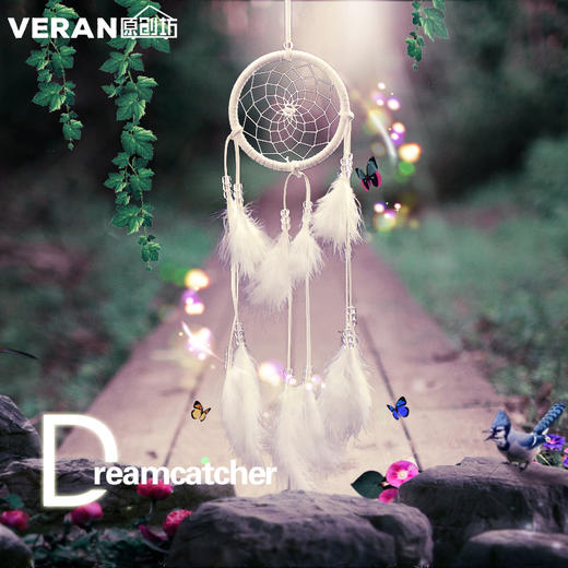 【汽车配饰】纯白捕梦网汽车挂件用品 汽车挂饰 印第安风铃 商品图0