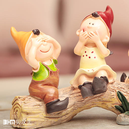 【红发】美现代家饰树脂工艺品可爱摆件生日礼物三不娃娃不听不看不想