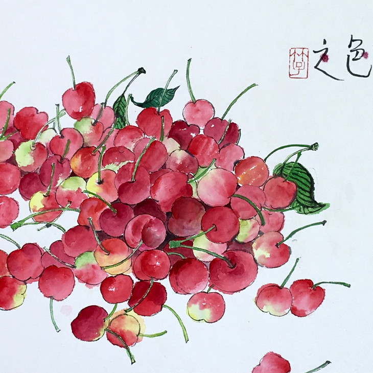 樱桃红了--【吉美家居风水挂画】
