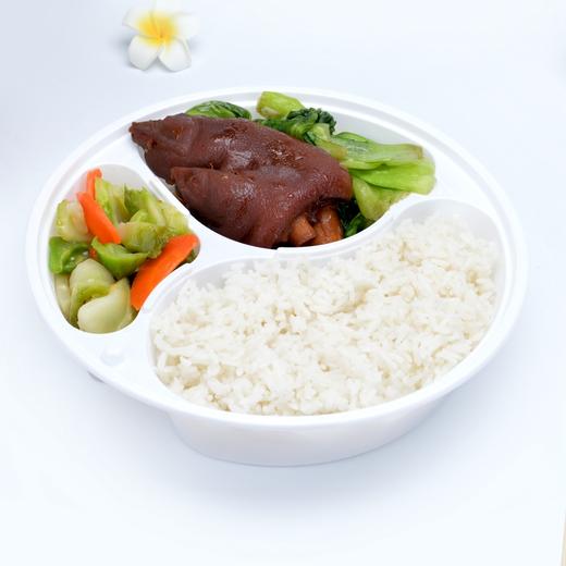 喇叭花一次性餐盒塑料打包盒黑色便当盒学生餐盒加厚三格饭盒50套 商品图7
