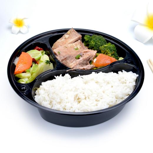 喇叭花一次性餐盒塑料打包盒黑色便当盒学生餐盒加厚三格饭盒50套 商品图3