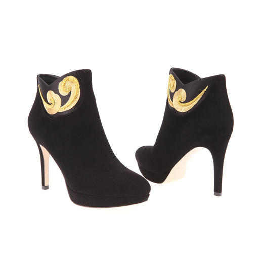 sheme  祥云 刺绣  高跟 短靴 商品图4