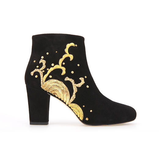 sheme 水纹 盘金绣 刺绣 短靴 商品图0