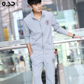 【卫衣男】春秋男式卫衣套装拉链开衫外套男式棒球衫立领纯色休闲运动套装