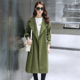 【服饰鞋包】中长款秋季新款韩版收腰显瘦百搭纯色长袖女士上衣外套