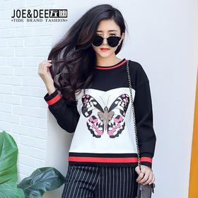 【服饰鞋包】秋冬新品韩版学院风秋季女装搭配t恤 动物蝴蝶女士长袖t恤女