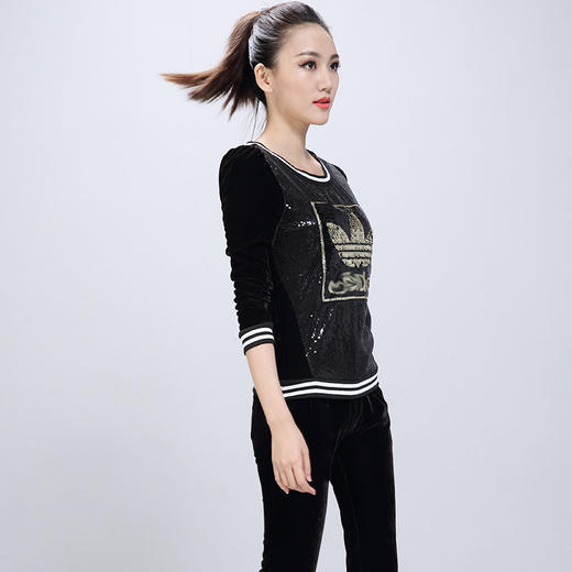 【套装女】东大门秋冬韩版新款天鹅绒运动女装大码亮片两件套棒球服 商品图3
