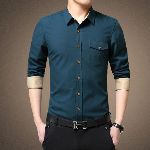 【服饰鞋包】男士长袖衬衫 韩版衬衫修身男式衬衣 男衬衫 商品图0