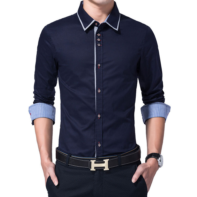 【服饰鞋包】秋季新品韩版长袖纯棉衬衫 男式衬衫 修身潮男衬衣