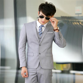 【男士西装】春秋新款韩版修身三件套西装男士新郎礼服商务男西服