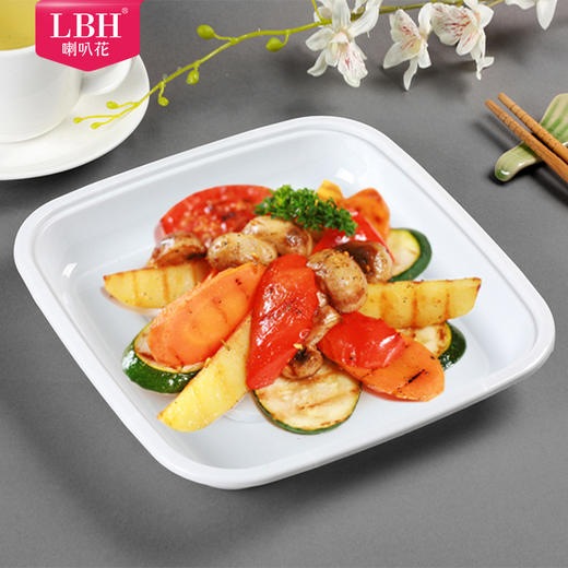 喇叭花7寸8寸一次性塑料盘椭圆盘圆形碟椭圆碟方形盘餐盘菜盘10个 商品图2